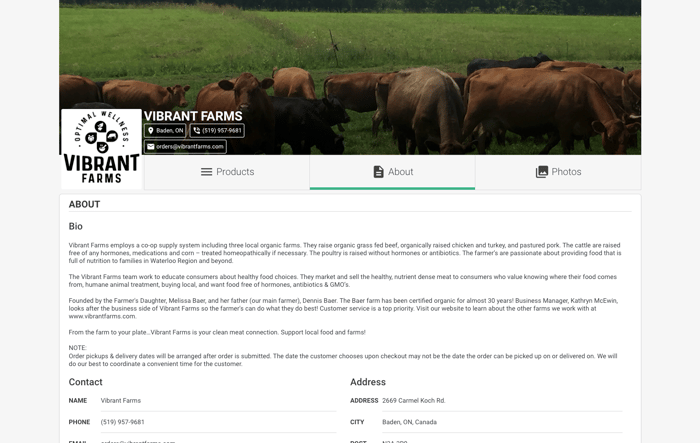 Local Line farmer's online store Vibrant Farms